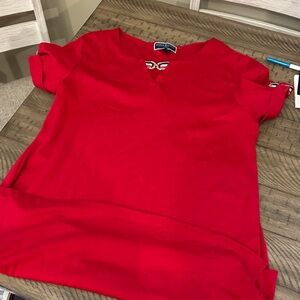 Karen Scott Sport Red V-Neck Top